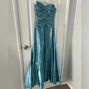 Joli Prom Steel Blue Floor Length Strapless Dress